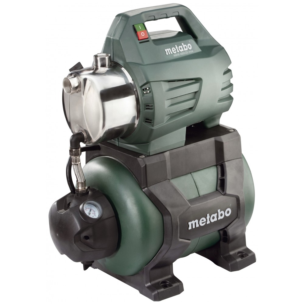 Jednofazna hidroforna pumpa za vodu METABO HWW 4500/25 INOX – snaga 1300 W, protok 4500 l/h, visina podizanja 48 m, kapacitet spremnika 24 L | Pumpa za hidrofor | Pumpa za vodu |